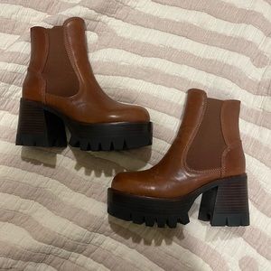 Free People Jeffrey Campbell Platform Boot in Cognac